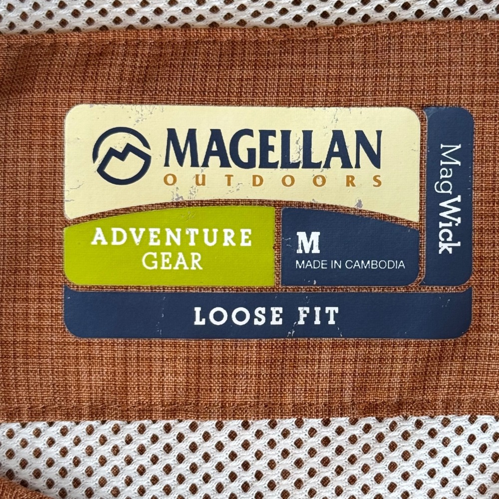 Magellan Outdoors Adventure Gear Mens Medium MagWick Fishing Hiking Shirt Orange - Picture 2 of 9